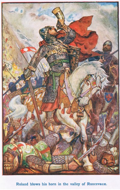 Roland bläst sein Horn im Tal von Roncevaux von Henry Justice Ford